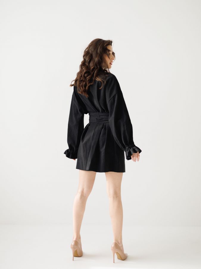 Жакет кимоно из крапивы черный