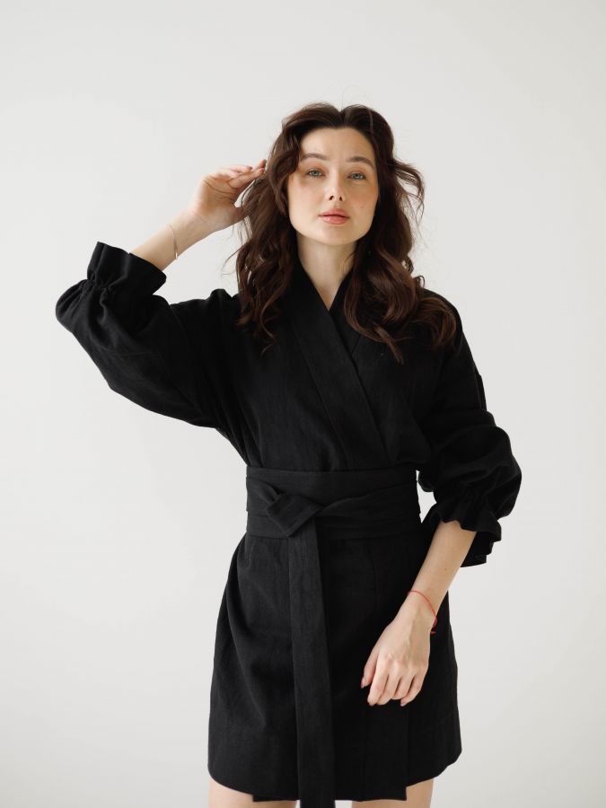 Жакет кимоно из крапивы черный