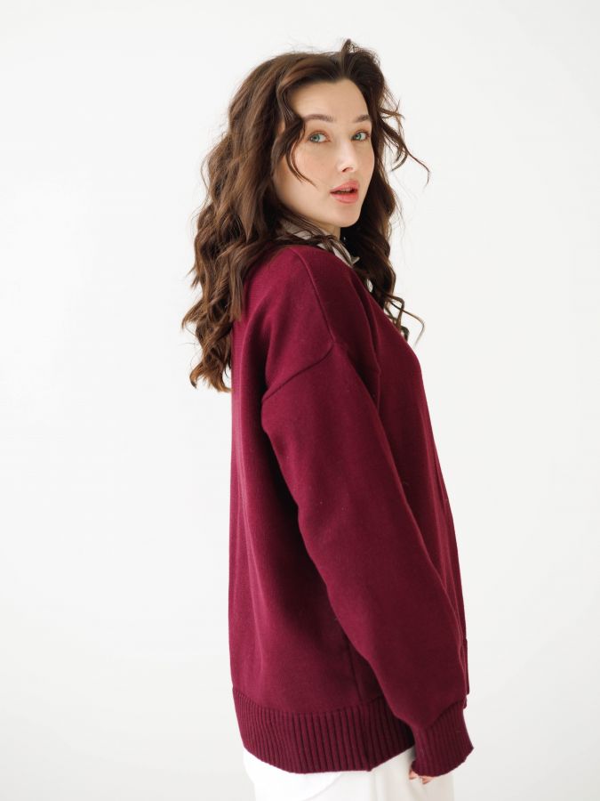 Свитер винный