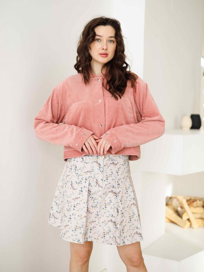 Бомбер из вельвета розовый