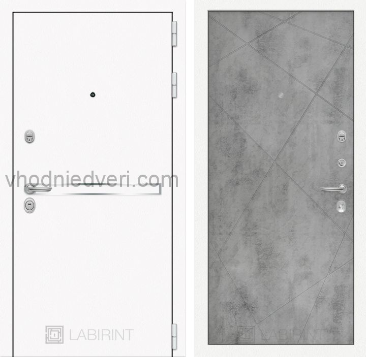 Входная дверь Лабиринт LINE WHITE - 24 Бетон светлый