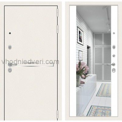 Входная дверь Лабиринт LINE WHITE - Широкое зеркало Белый софт