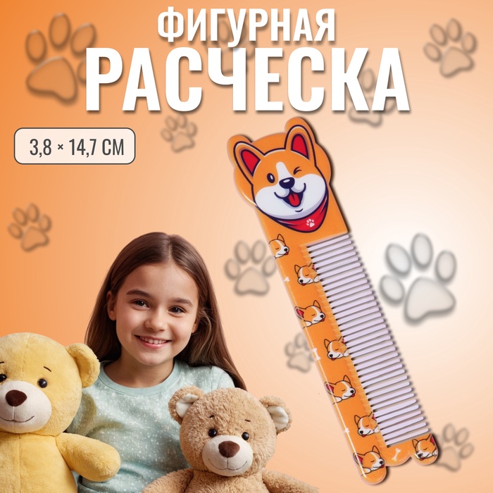 Расчёска фигурная «Корги», 14,7 ? 3,8 см