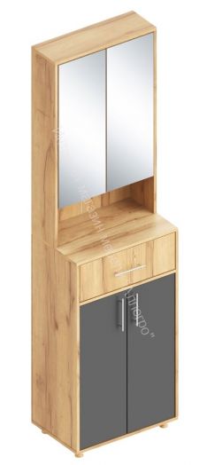 Тумба с зеркалом "Граф" Тёмно серый/Дуб золотистый