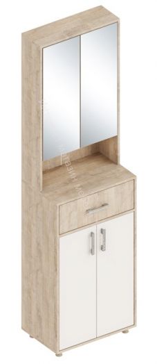 Тумба с зеркалом "Граф" Перламутр/Дуб баррик