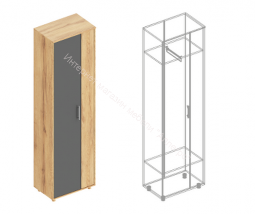 Шкаф "Граф" 2-х створчатый для одежды Тёмно серый/Дуб золотистый