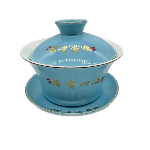 Гайвань  "Букет Пионов" на голубом фоне фарфор 350 мл