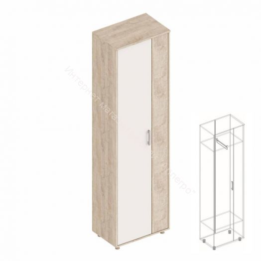 Шкаф "Граф" 2-х створчатый для одежды Перламутр/Дуб баррик