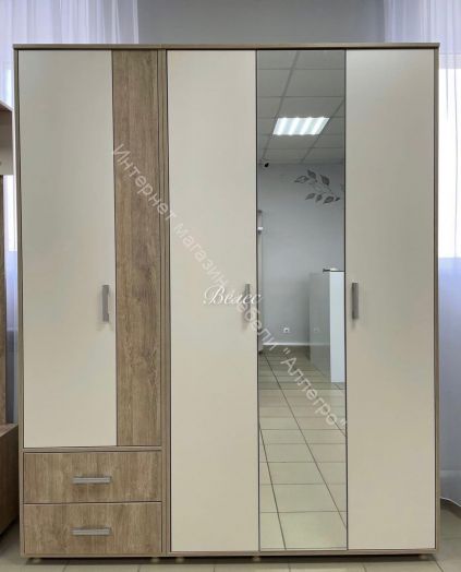 Шкаф "Граф" 2-х створчатый с 2 ящиками Тёмно серый/Дуб золотистый