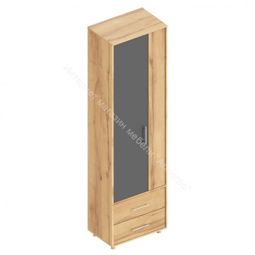 Шкаф "Граф" 2-х створчатый с 2 ящиками Тёмно серый/Дуб золотистый