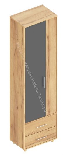 Шкаф "Граф" 2-х створчатый с 2 ящиками Тёмно серый/Дуб золотистый