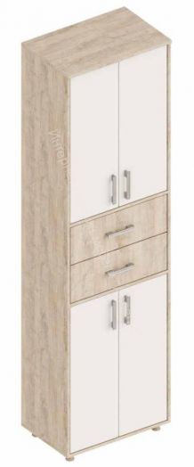 Шкаф "Граф" с 2 ящиками по центру Перламутр/Дуб баррик