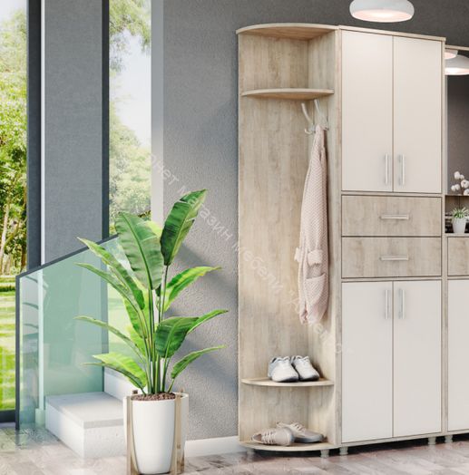 Шкаф "Граф" с 2 ящиками по центру Перламутр/Дуб баррик