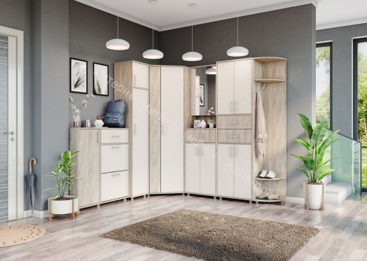 Шкаф "Граф" с 2 ящиками по центру Перламутр/Дуб баррик