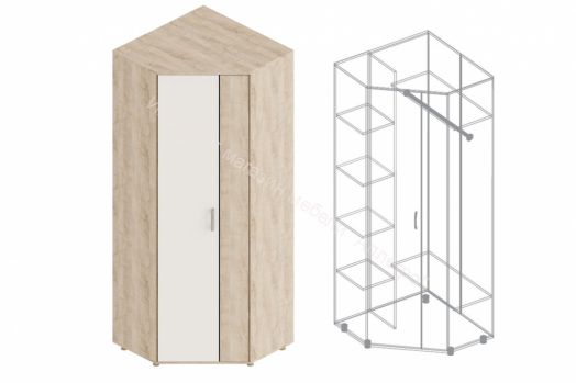 Шкаф угловой "Граф" Перламутр/Дуб баррик