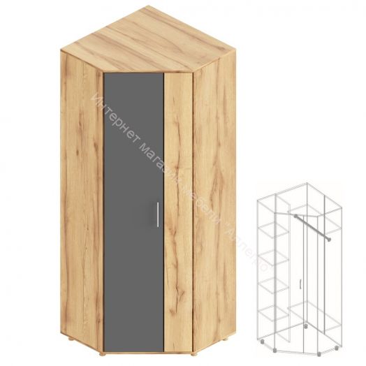 Шкаф угловой "Граф" Тёмно серый/Дуб золотистый