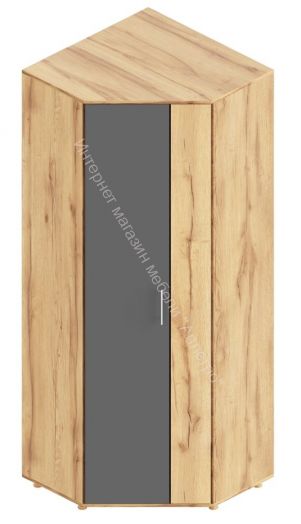 Шкаф угловой "Граф" Тёмно серый/Дуб золотистый