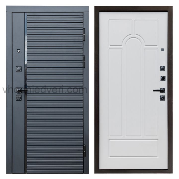 Входная дверь Termo-door Black Line - Арка Белое дерево