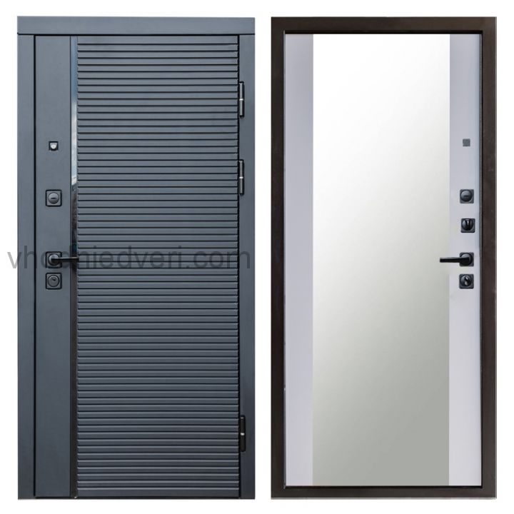 Входная дверь Termo-door Black Line - Зеркало Белый софт