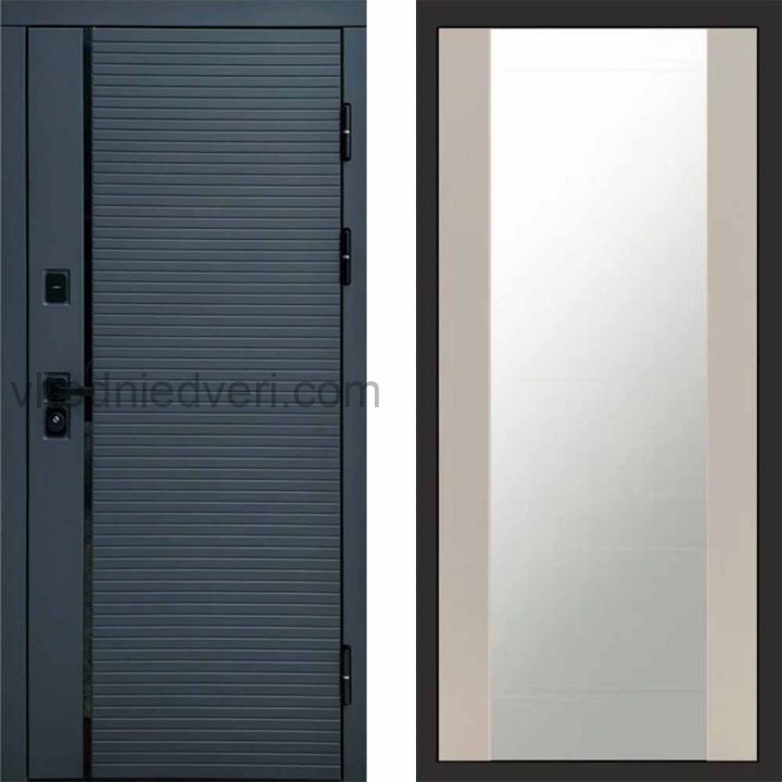 Входная дверь Termo-door Графит line - Зеркало Слоновая кость