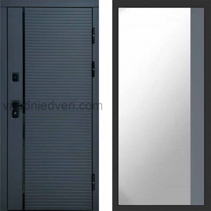 Входная дверь Termo-door Графит line - Широкое Зеркало Фацет Грей софт