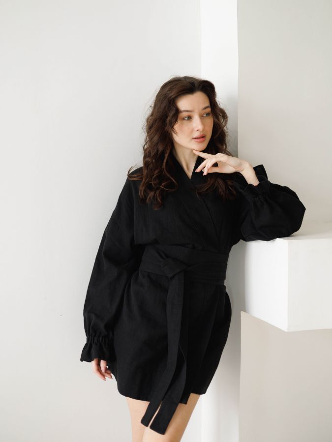 Жакет кимоно из крапивы черный