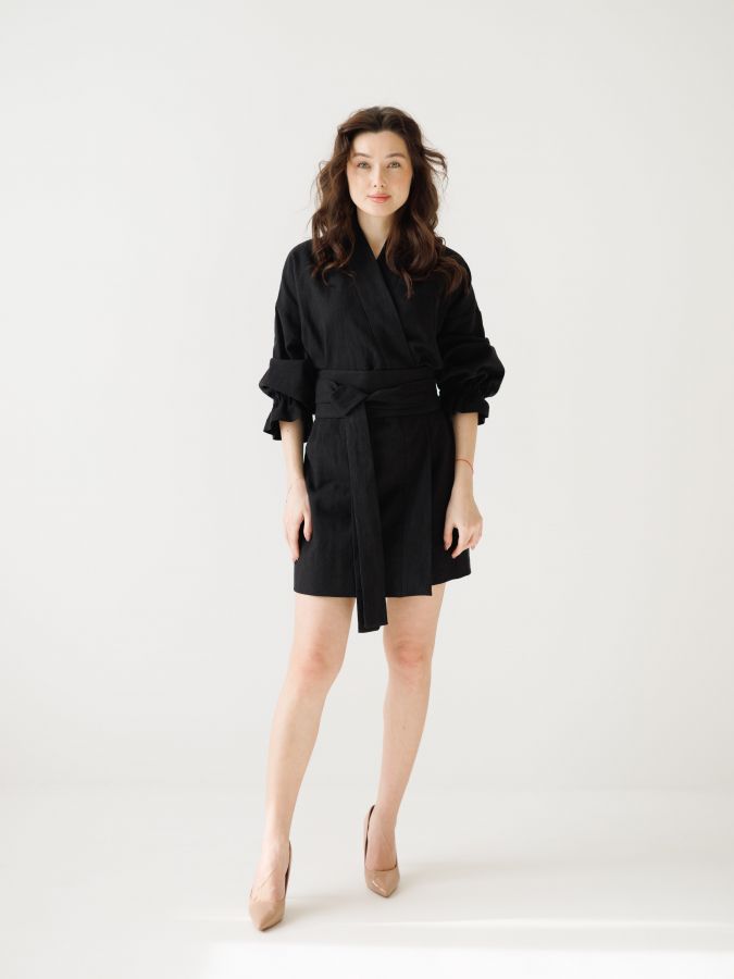 Жакет кимоно из крапивы черный