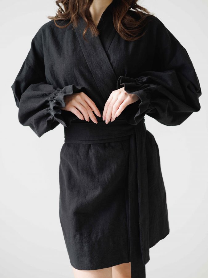 Жакет кимоно из крапивы черный