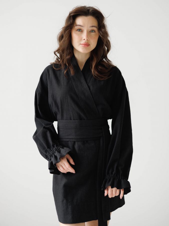 Жакет кимоно из крапивы черный