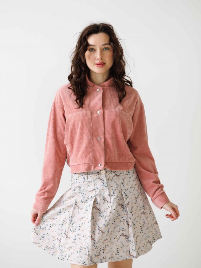 Бомбер из вельвета розовый