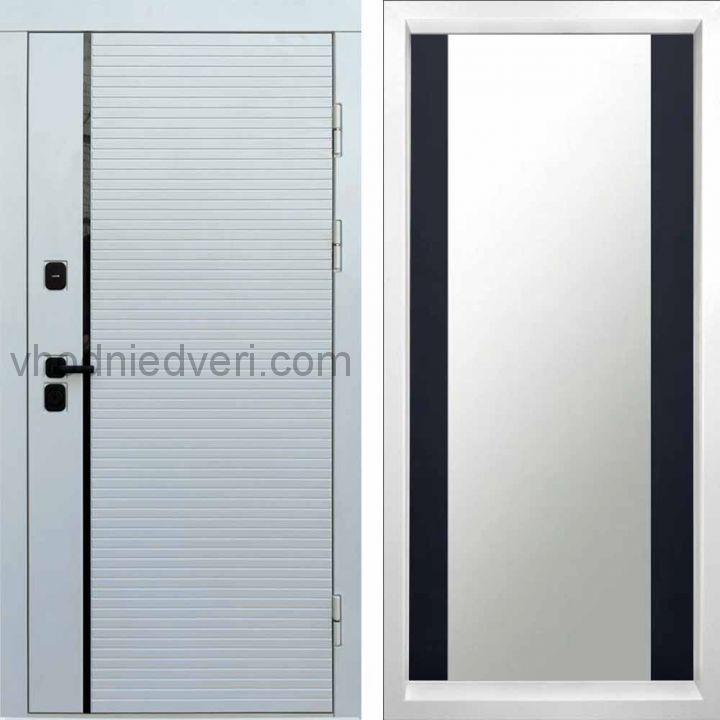 Входная дверь Termo-door WHITE LINE - Зеркало Черный кварц+тонировка