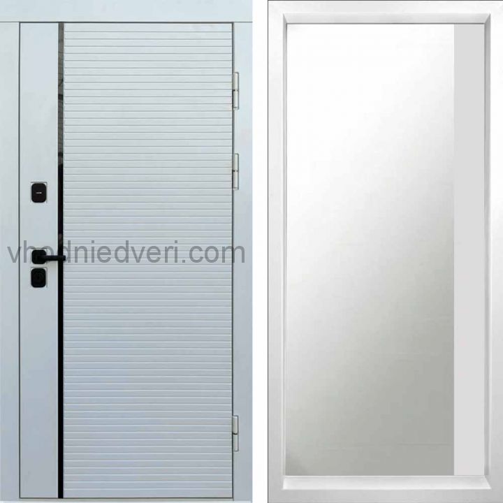 Входная дверь Termo-door WHITE LINE - Широкое Зеркало Фацет Белый софт