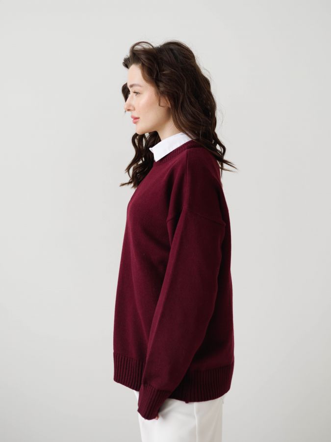 Свитер винный