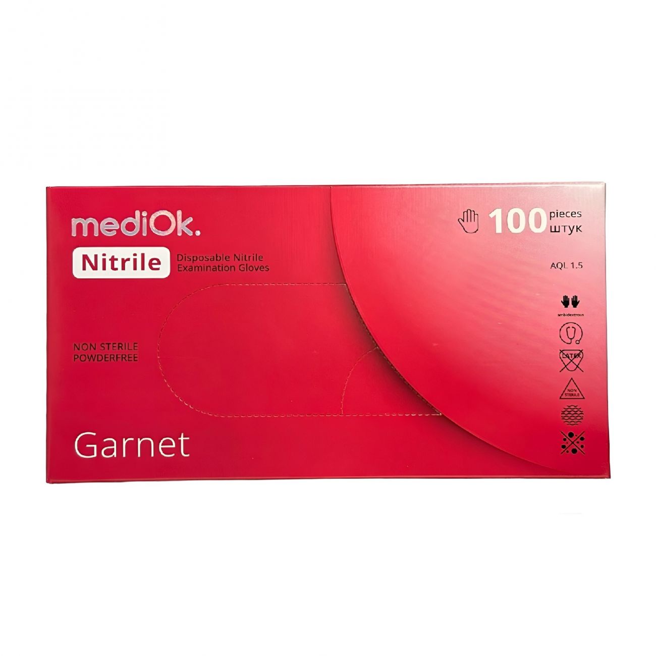 MediOk Перчатки Нитриловые "КРАСНЫЕ" GARNET  50 пар/уп.(4 гр.)