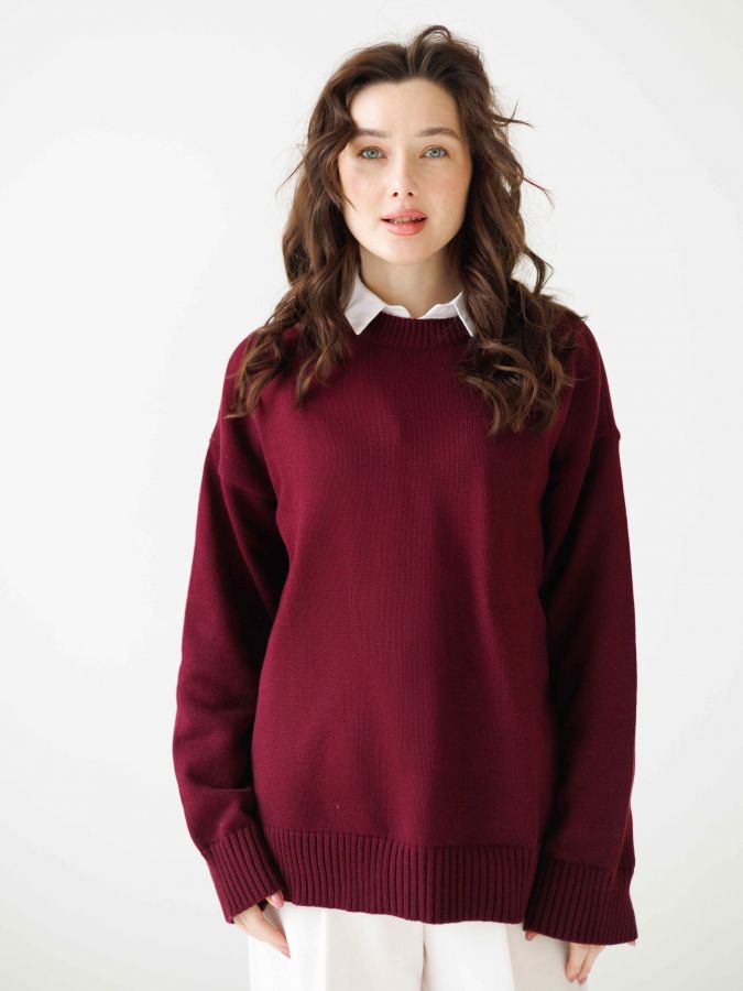 Свитер винный