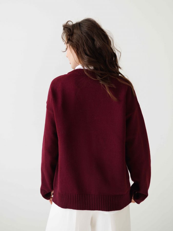 Свитер винный