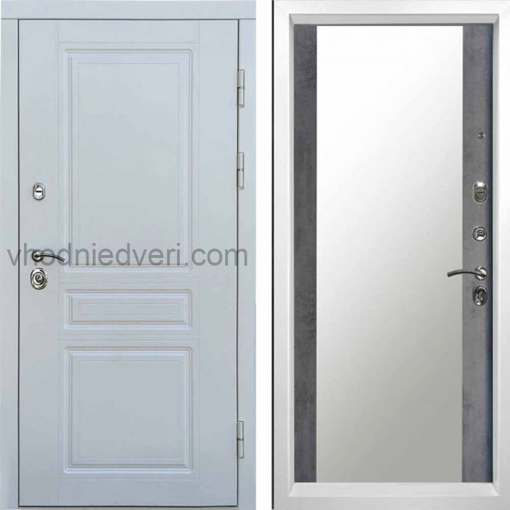 Входная дверь Termo-door Орегон WHITE - Зеркало Бетон темный