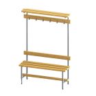 Скамейка для раздевалки с вешалкой  с верхней полкой сиденье из дерева с РО