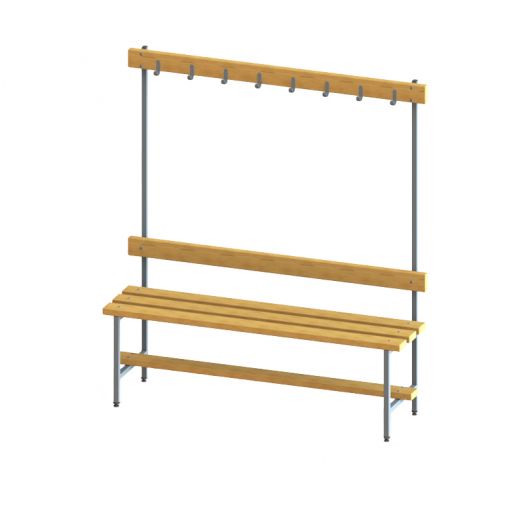 Скамейка для раздевалки с вешалкой  сиденье из дерева с РО