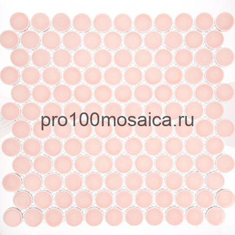 KO28-CORAL. Плитка Мозаика из керамогранита, круглая, коралловый, 312х330х6 мм, чип d28