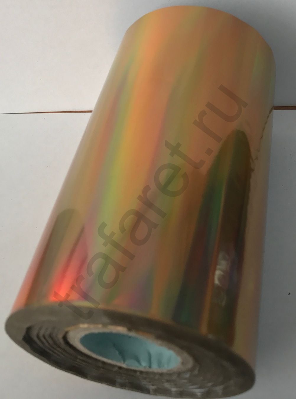 Фольга для тиснения по пластику и бумаге 507 Holographic Gold A05, Рулонная, 640/100 мм, 120 м, голографический золотой