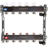 Rommer коллектор 1"x3/4", 5 контуров с запорными клапанами из нерж. стали RMS-3201-000005