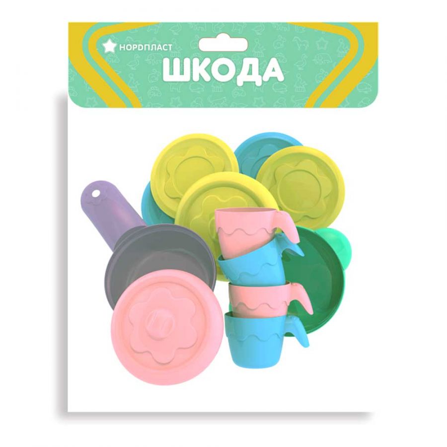 Посуда ШКОДА (кастр.+сковор.+2 крыш.+4 чаш.+4 блюдца)