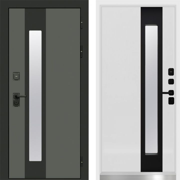 Дверь Входная Termo-door Арктика Графит/Белый софт с Терморазрывом и Стеклопакетом, белый короб