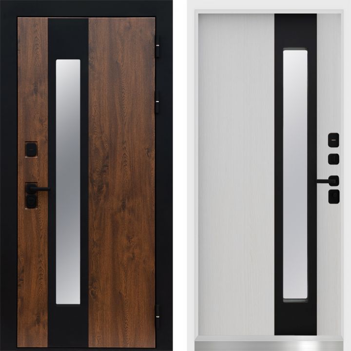 Дверь Входная Termo-door Арктика Дуб/Лиственница с Терморазрывом и Стеклопакетом, белый короб