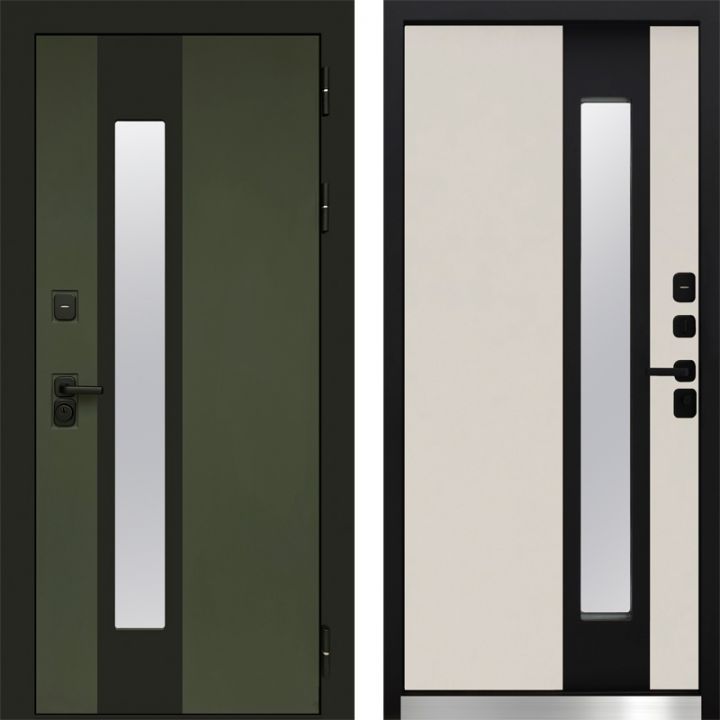 Дверь Входная Termo-door Арктика Грин/Слоновая кость с Терморазрывом и Стеклопакетом