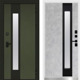 Дверь Входная Termo-door Арктика Грин/Бетон светлый с Терморазрывом и Стеклопакетом, белый короб