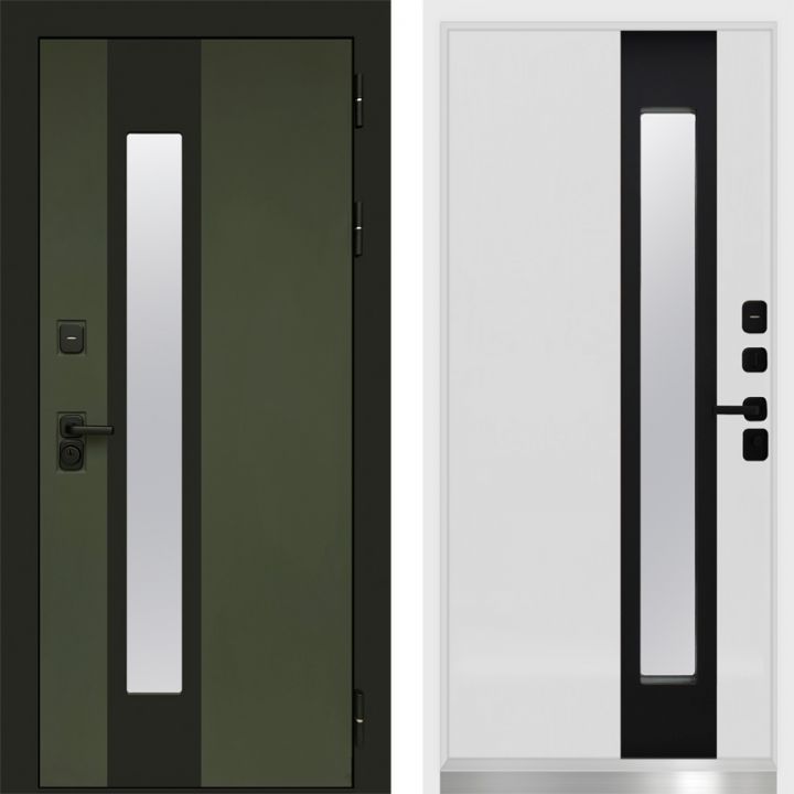 Дверь Входная Termo-door Арктика Грин/Белый софт с Терморазрывом и Стеклопакетом, белый короб