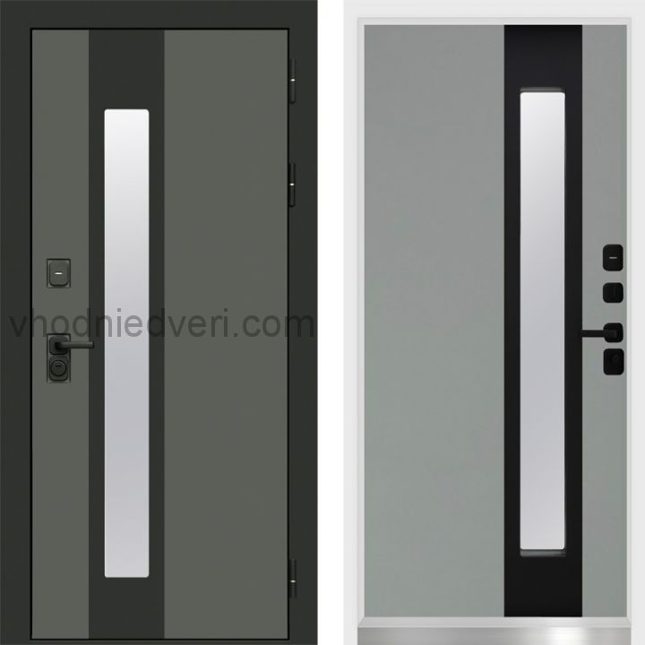 Входная дверь Termo-door Арктика Графит - Грей софт с терморазрывом и стеклопакетом, белый короб
