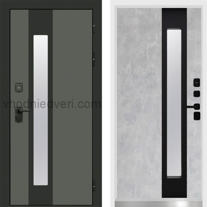 Входная дверь Termo-door Арктика Графит - Бетон светлый с терморазрывом и стеклопакетом, белый короб